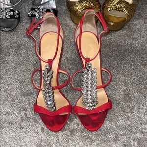 Giuseppe Zanotti Red Heels with Crystal Accents